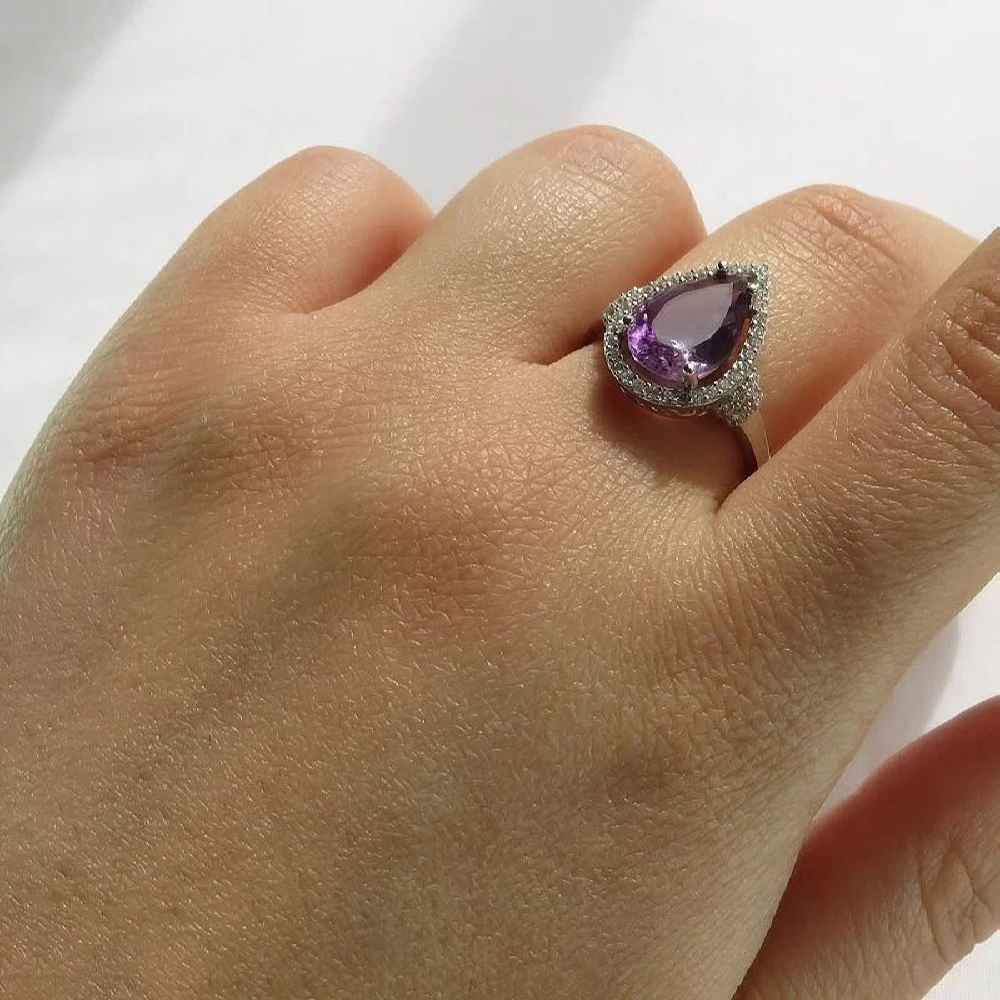 Bague en argent avec améthyste pour femmes Fakher