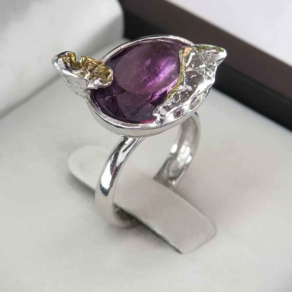 Bague en argent avec améthyste pour femmes Bahar