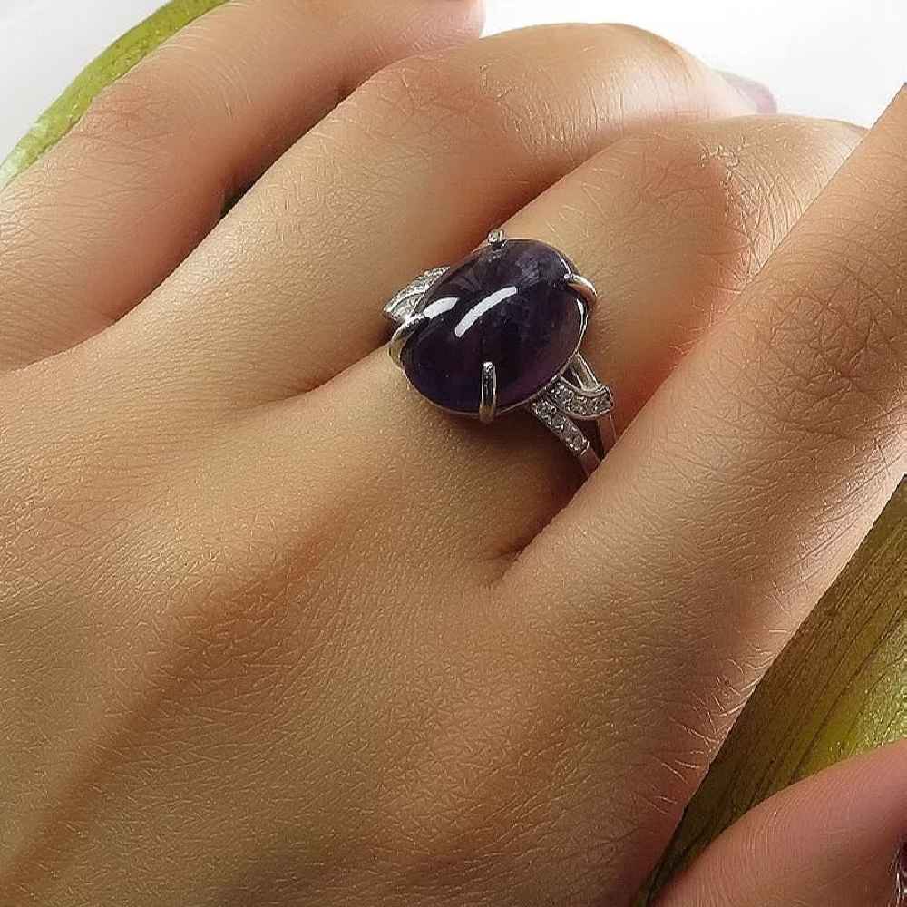 Bague en argent avec améthyste pour femmes Daam