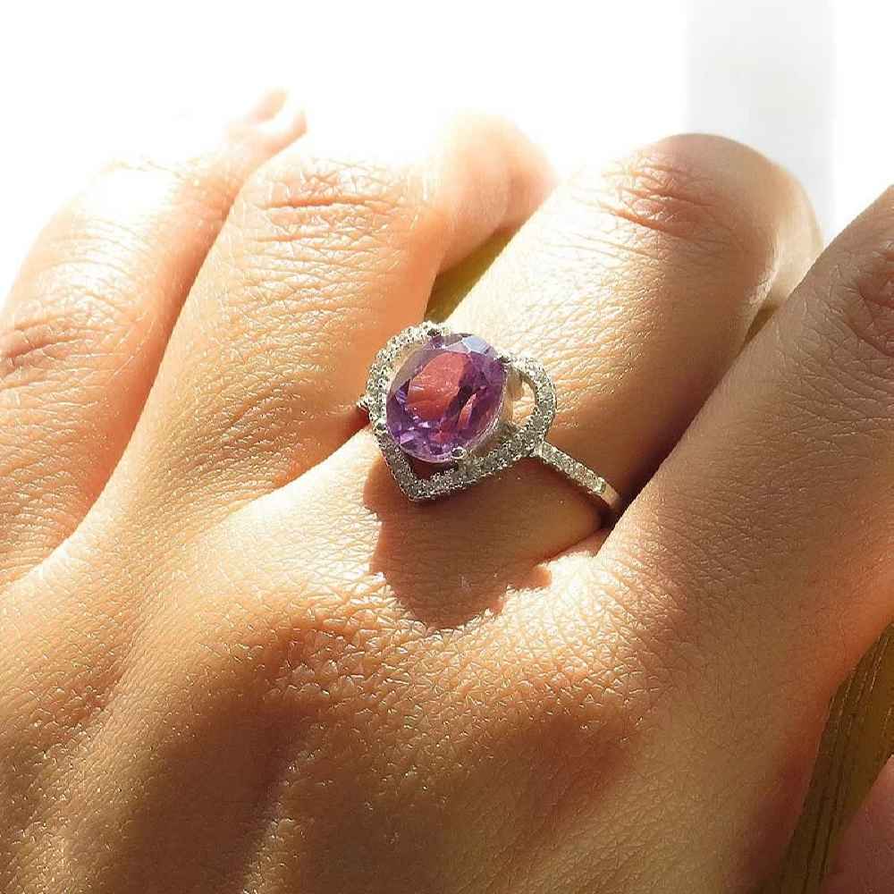 Bague en argent avec améthyste pour femmes Delbar