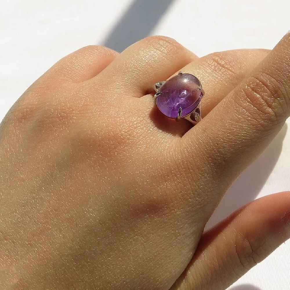Bague en argent avec améthyste pour femmes Damle