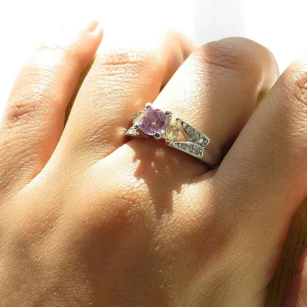 Bague en argent avec améthyste pour femmes Sanaz