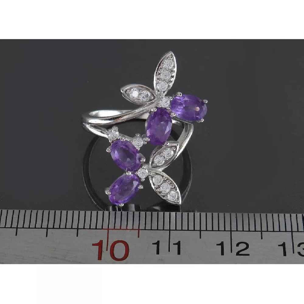 Bague en argent avec améthyste pour femmes Papillon