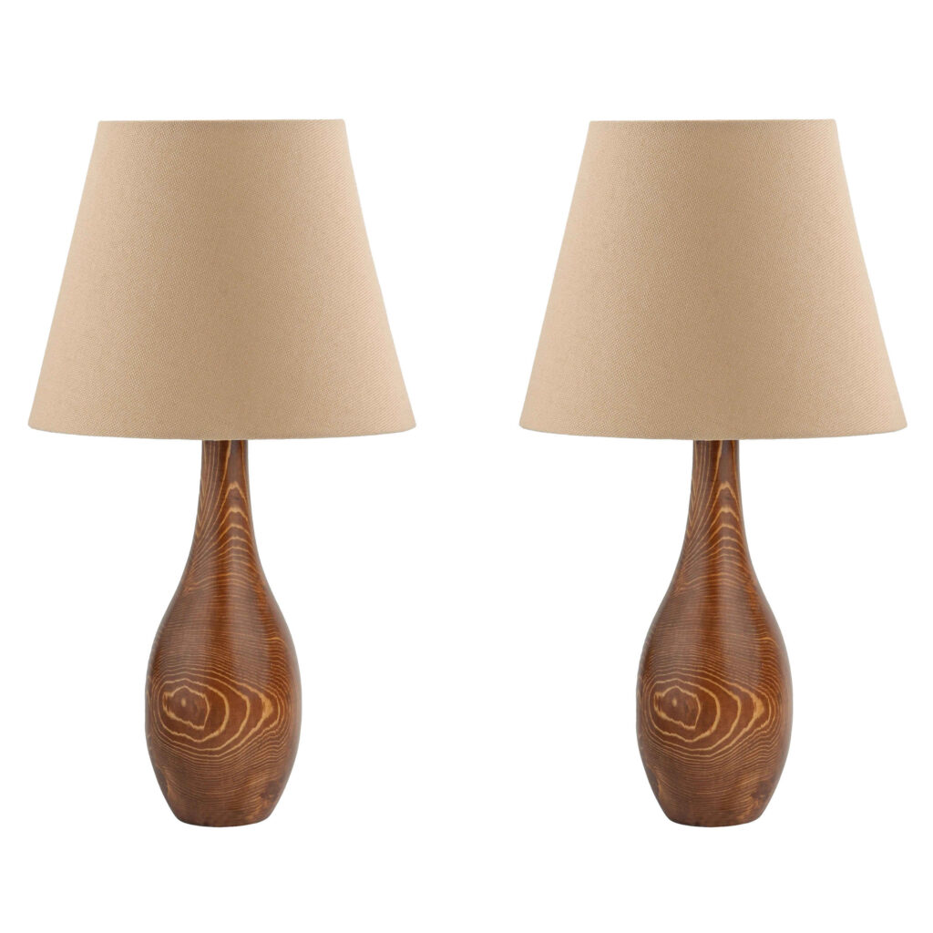 Ensemble de 2 lampes de table en bois – modèle artisanal Safa