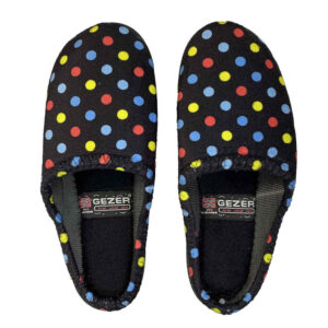Chaussons Noirs Doux pour Femme – Modèle Pois