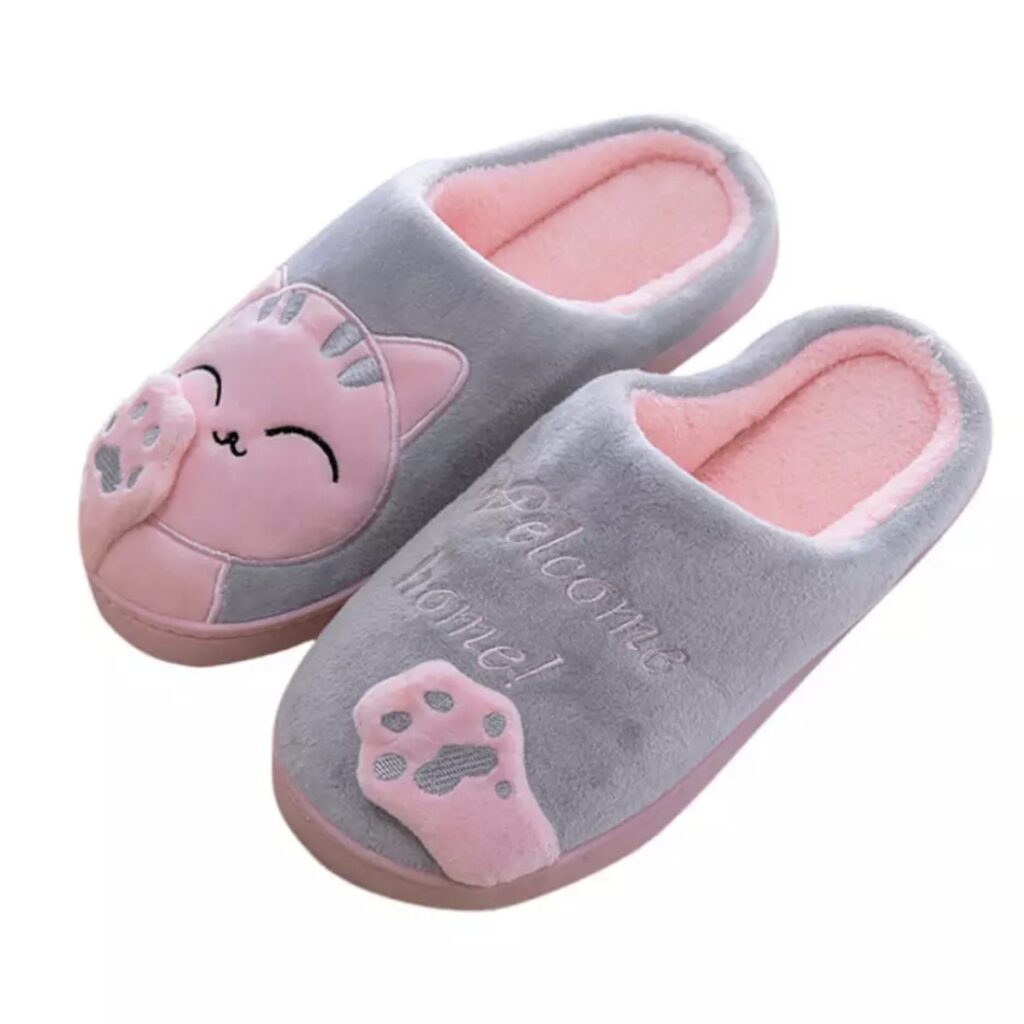 Chaussons Doux en Peluche pour Femmes Modèle Chat