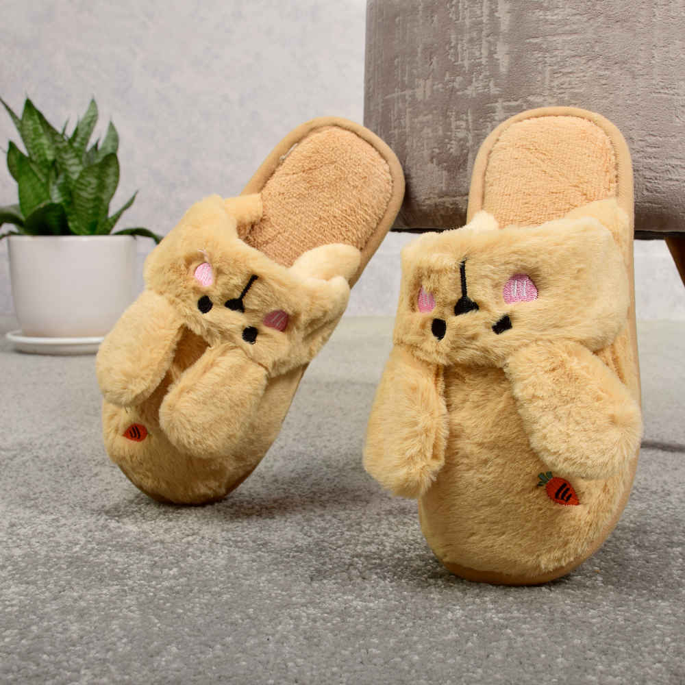 Chaussons Doux en Peluche pour Femmes Modèle Lapin
