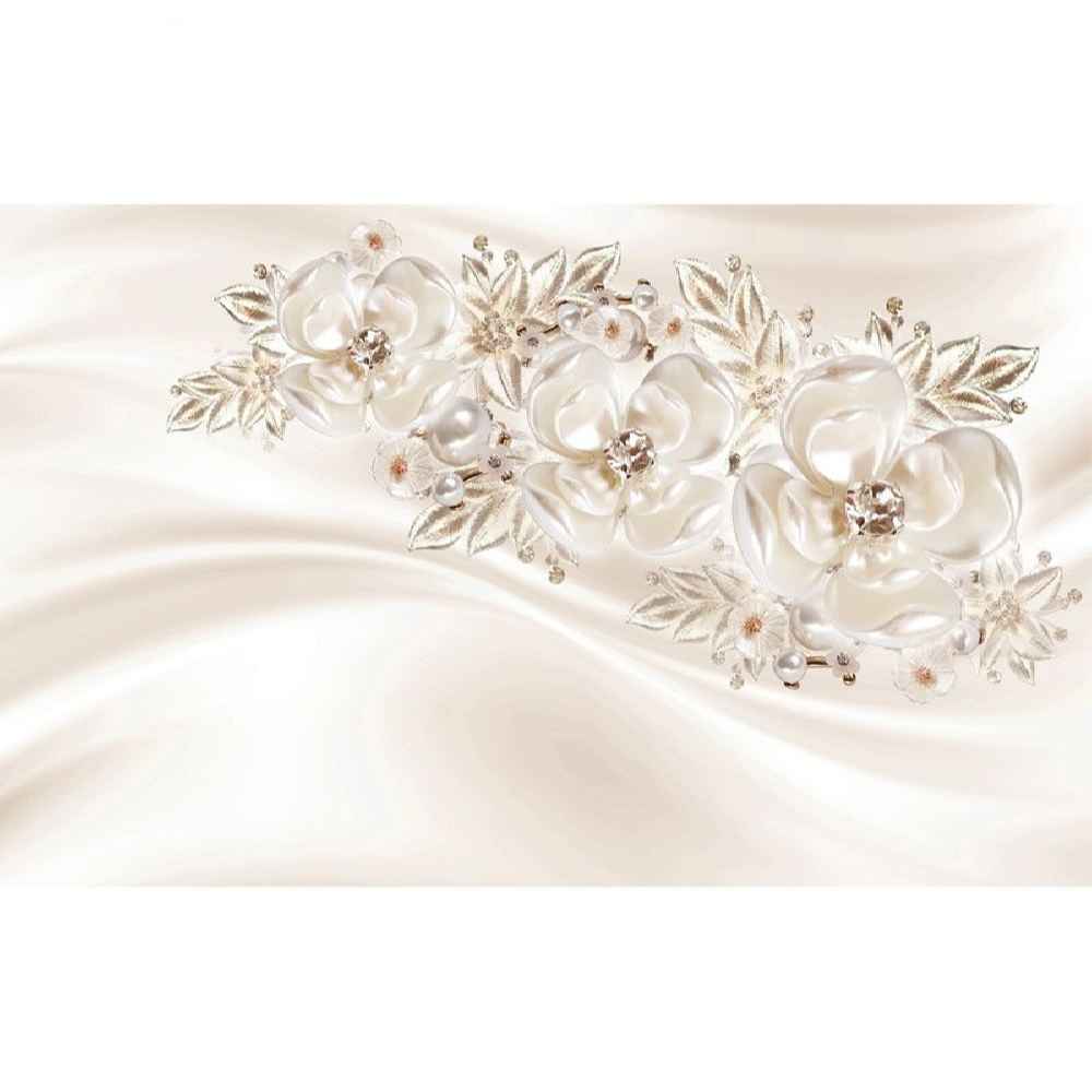 Fresque murale florale blanche modèle Navazesh pour intérieurs modernes