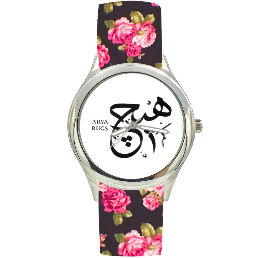 Montre foulard en tissu floral bohème pour femmes – Calligraphie perse Hich