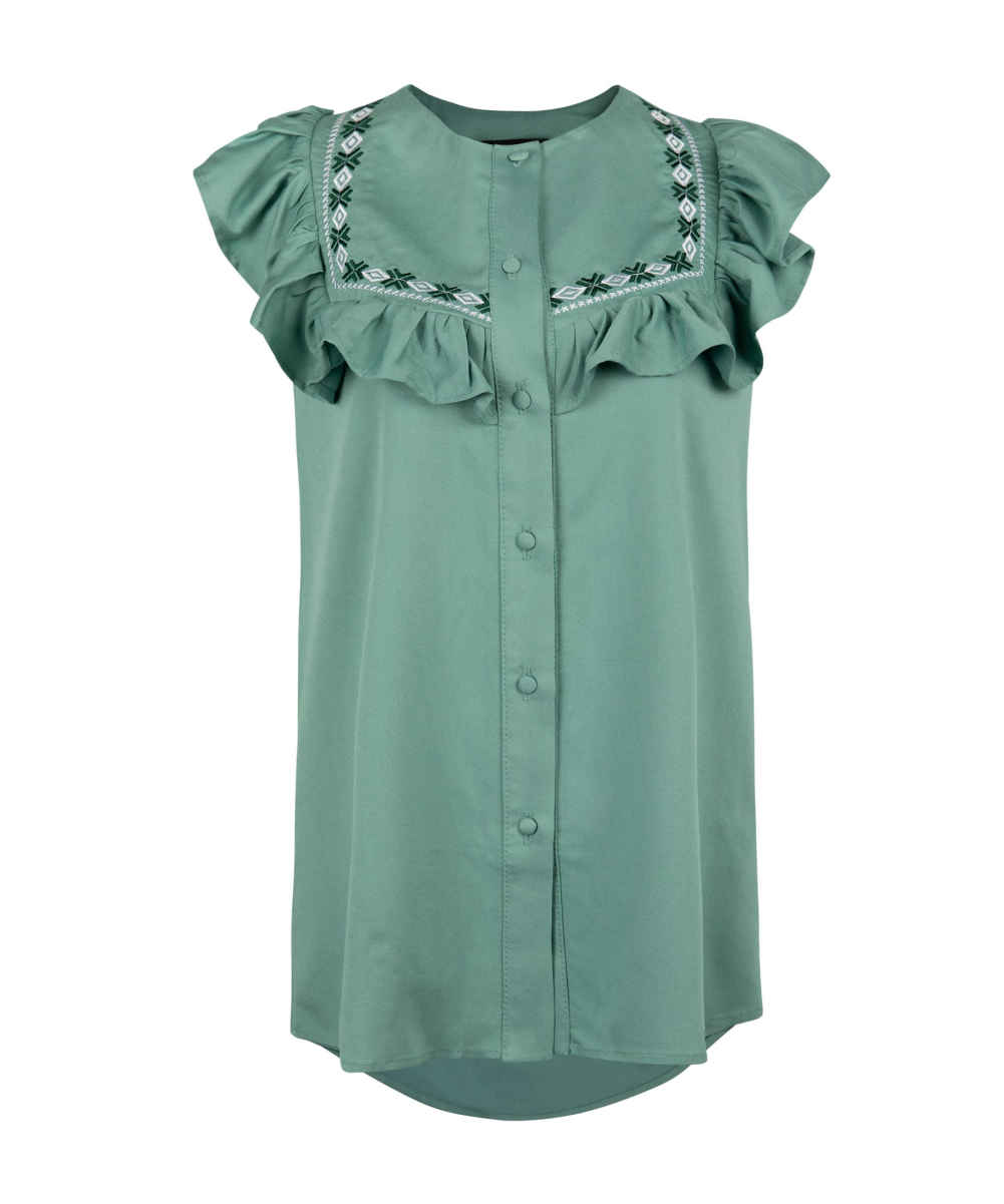 Chemise brodée à manches courtes pour femmes Modèle Bornos