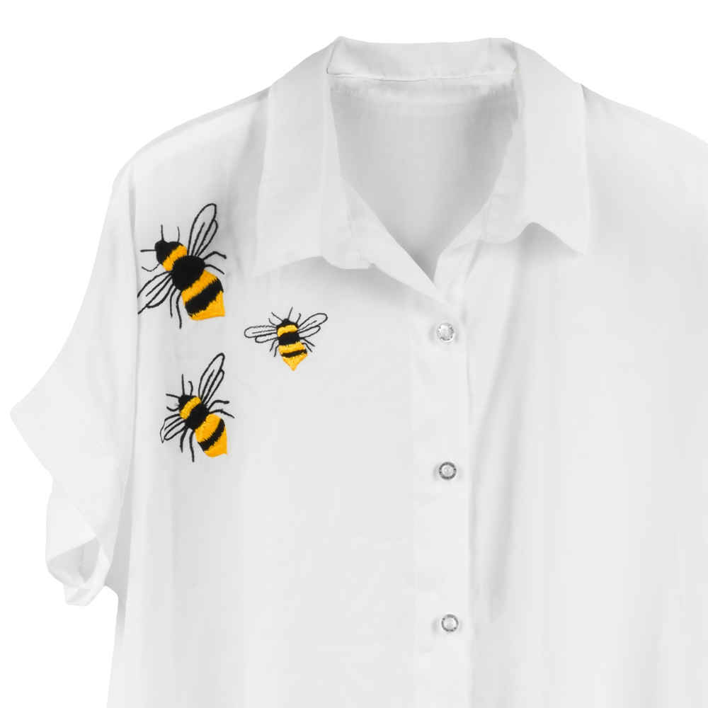 Chemise brodée à manches courtes pour femmes Modèle Bee