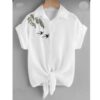 Chemise brodée à manches courtes pour femmes Modèle Swallow