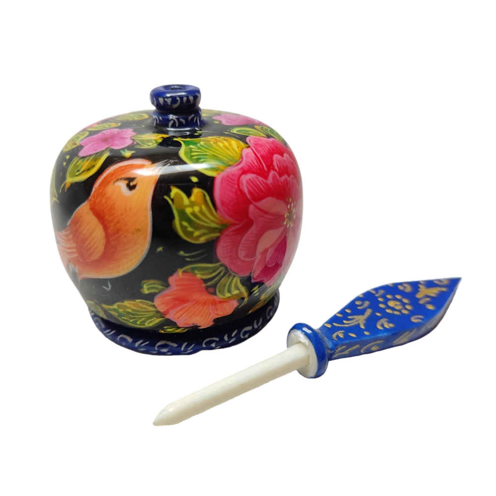 Contenant Persan Surma Dani pour Conserver le Khol en Os de Chameau Floral