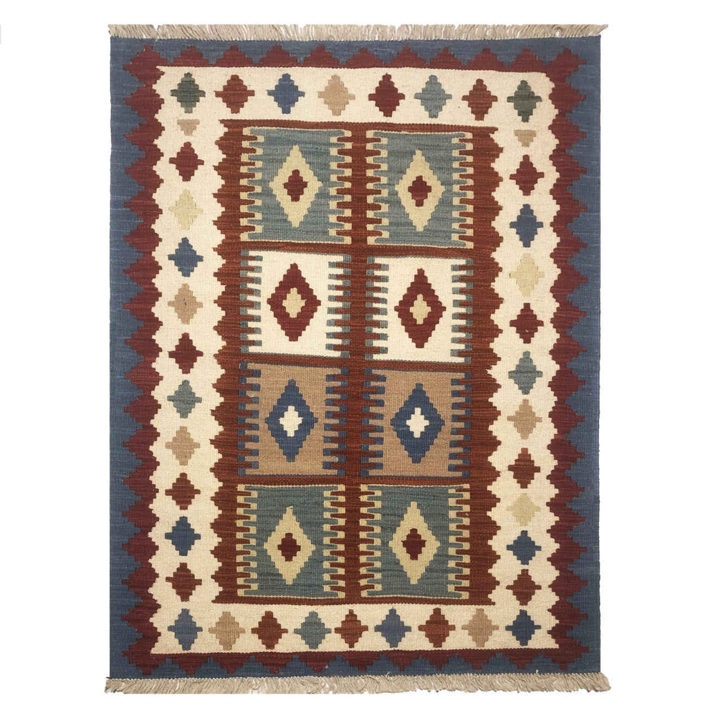 Tapis Kilim en laine persane tissé à la main Traditionnel Modèle Alvan