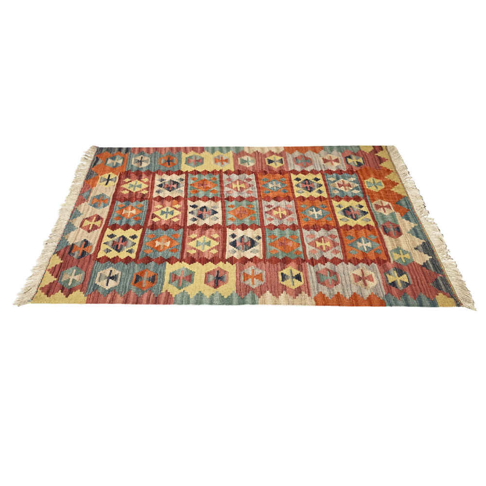 Tapis Kilim en laine persane tissé à la main Traditionnel Modèle Doran