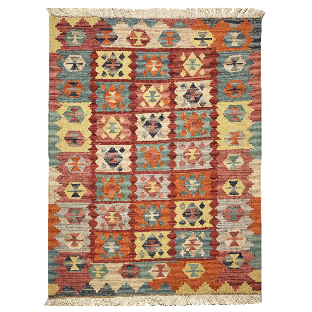 Tapis Kilim en laine persane tissé à la main Traditionnel Modèle Doran