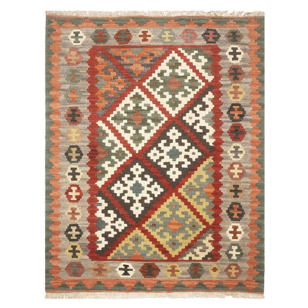 Tapis Kilim en laine persane tissé à la main Traditionnel Modèle Hanan