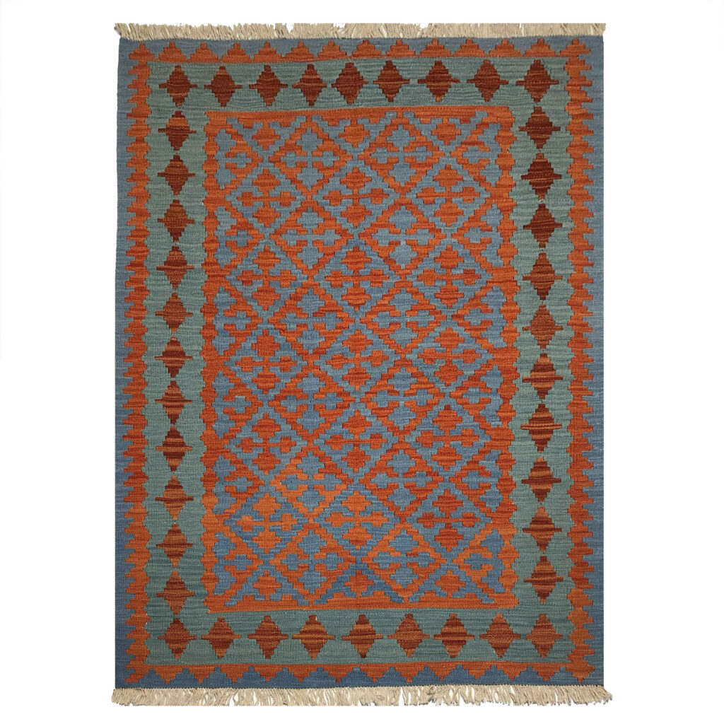 Tapis Kilim en laine persane tissé à la main Traditionnel Qashqai Borna