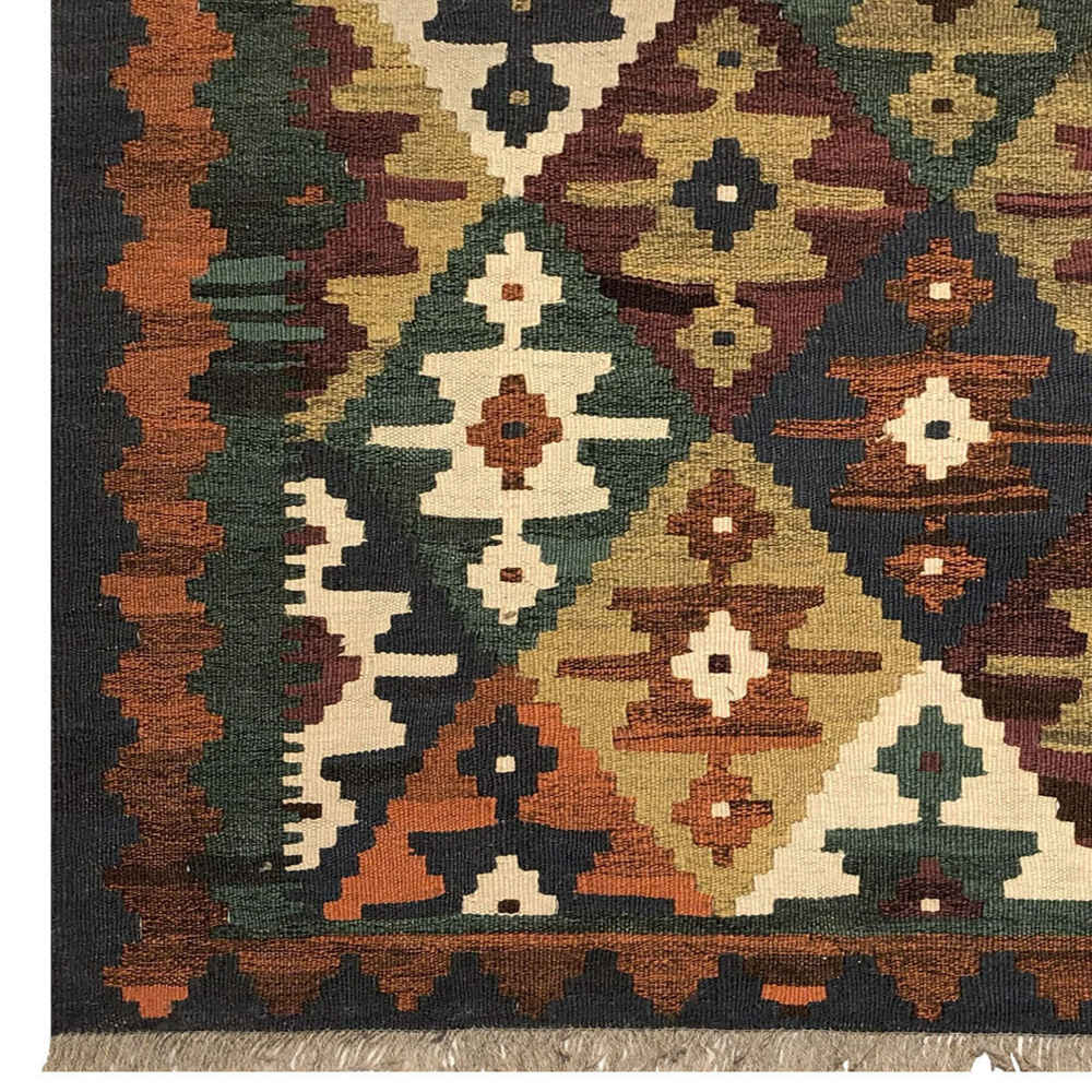 Tapis Kilim en laine persane tissé à la main Traditionnel Qashqai Hanna