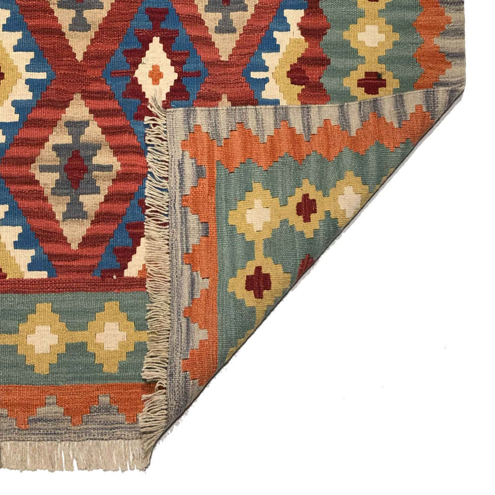 Tapis Kilim en laine persane tissé à la main Traditionnel Qashqai Nahal