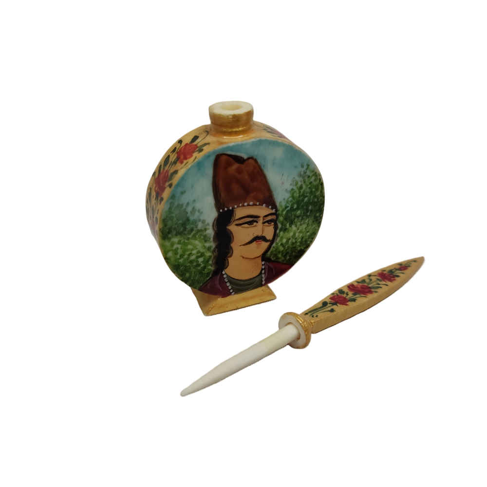 Contenant Persan Surma Dani pour Conserver le Khol en Os de Chameau Maktab