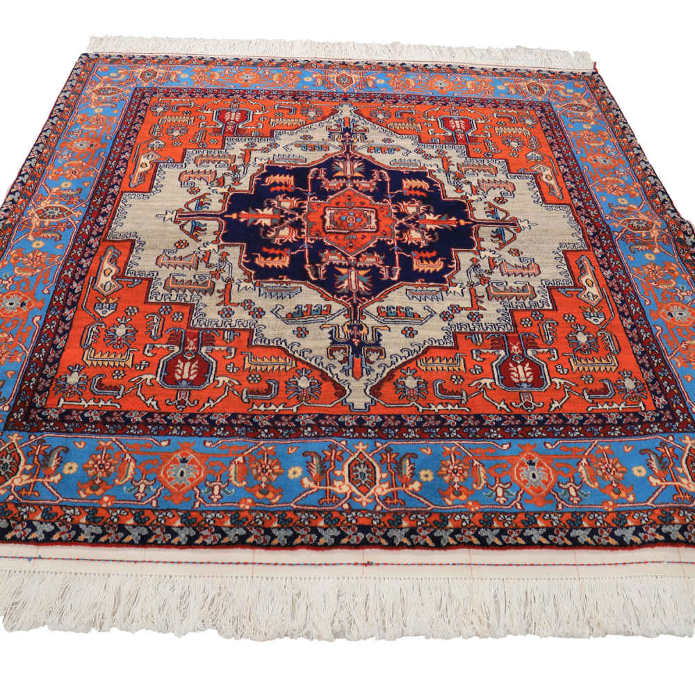 Tapis persan noué à la main Isfahan Médaillon laine