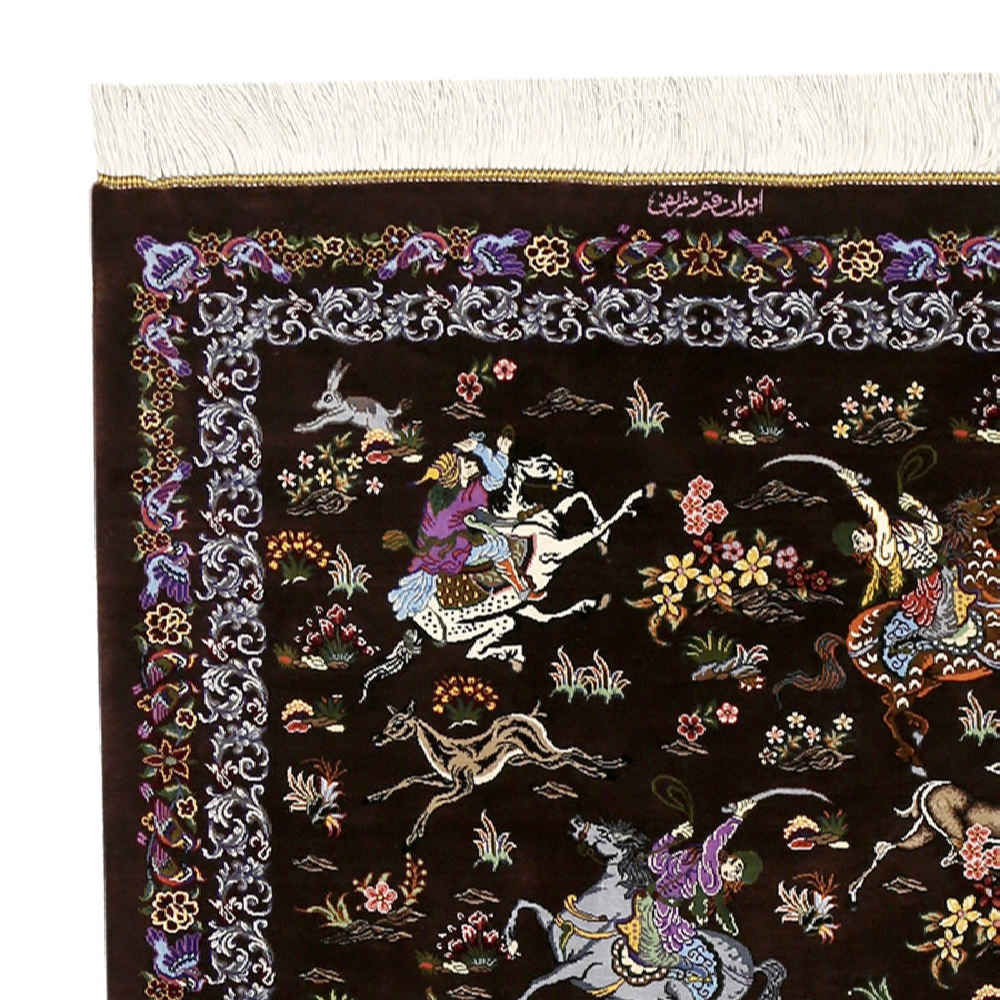 Tapis persan en soie noué à la main modèle Shekar