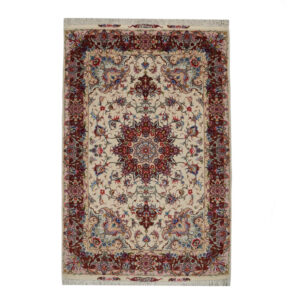 Tapis persan noué à la main Médaillon Tabriz en mélange de laine et soie Cheleh