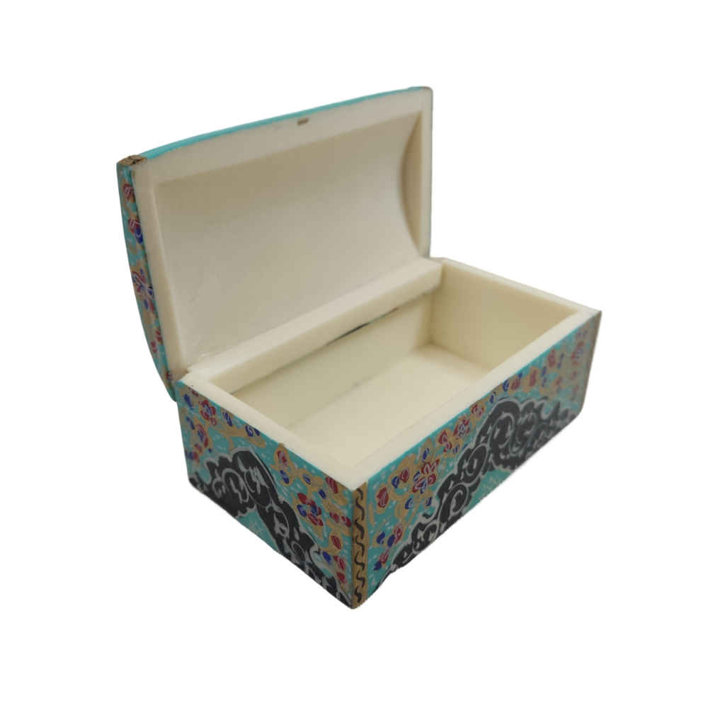 Boîte à bijoux en os artisanale avec motif Tazhib d’inspiration persane