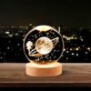 Lampe boule de cristal – veilleuse fantaisie lune & fille