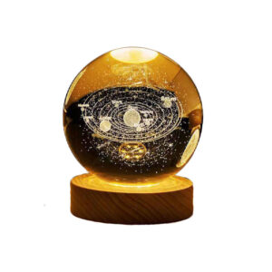 Lampe boule de cristal – veilleuse spatiale système solaire