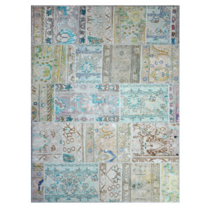 Tapis patchwork noué à la main persan vintage Sky