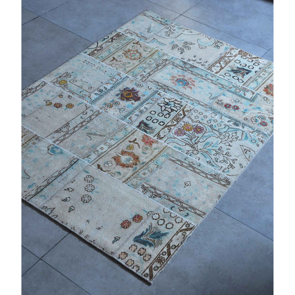 Tapis patchwork noué à la main persan vintage Amiran