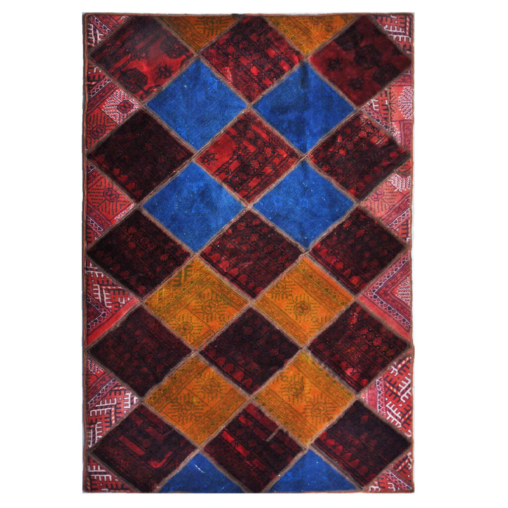 Tapis patchwork noué à la main persan vintage Amiri