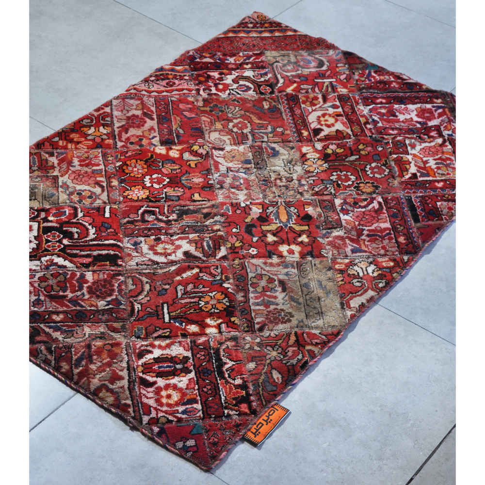 Tapis patchwork noué à la main persan vintage Cheltike