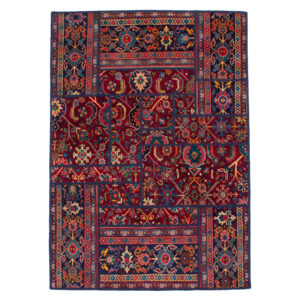 Tapis patchwork noué à la main persan vintage Koomeh