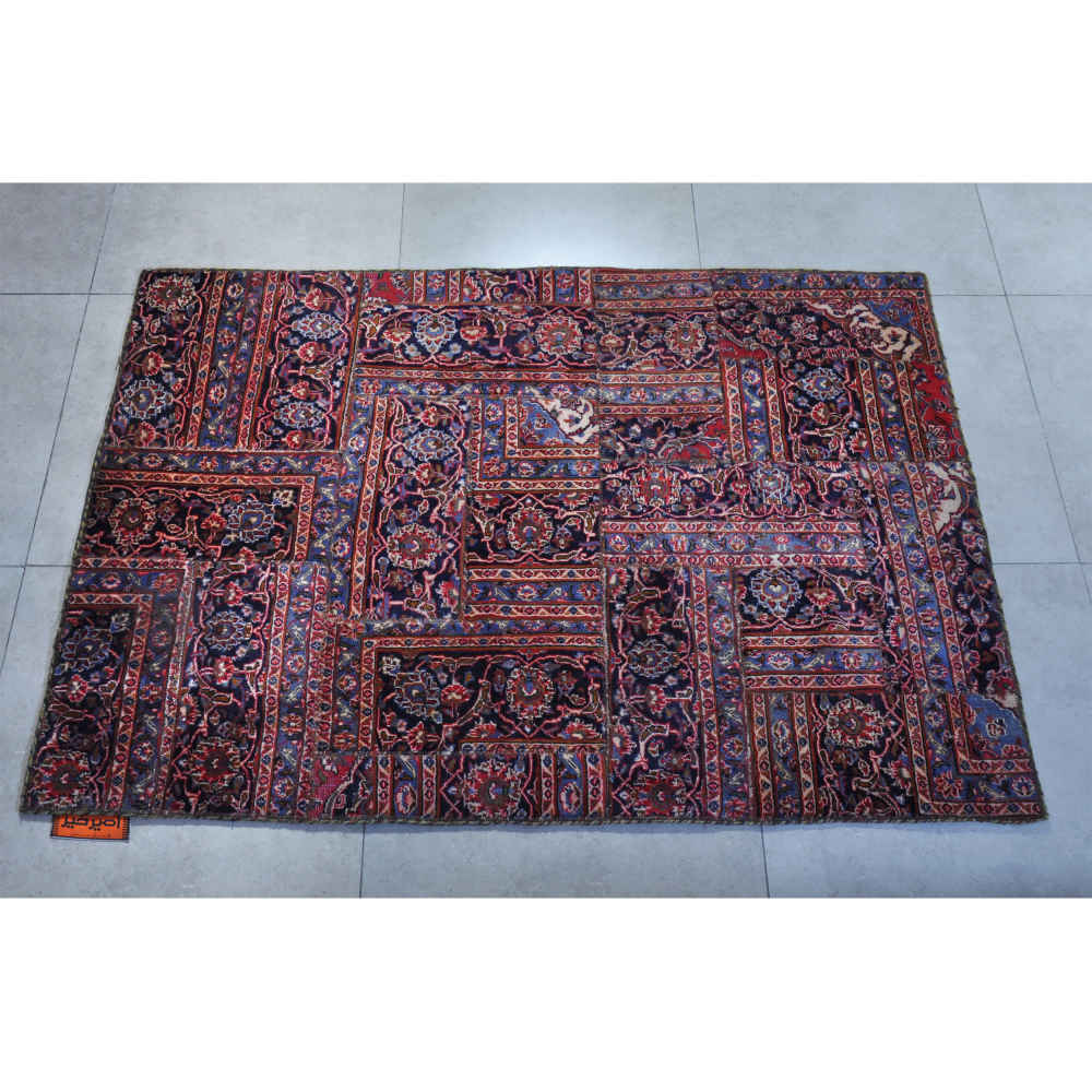 Tapis patchwork noué à la main persan vintage Samira