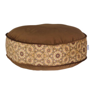 Pouf boho rond en velours inspiré de l’art persan marron Yaghma