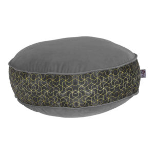 Pouf boho rond en velours inspiré de l’art persan gris Arman