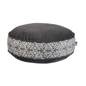 Pouf boho rond en velours inspiré de l’art persan gris Malih