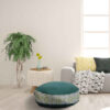 Pouf boho rond en velours inspiré de l'art persan vert Haleh