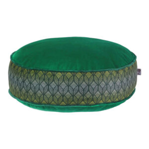 Pouf boho rond en velours inspiré de l’art persan vert Melanie