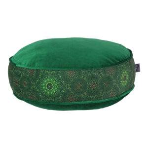 Pouf boho rond en velours inspiré de l’art persan vert Rana
