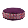 Pouf boho rond en velours inspiré de l'art persan violet Paisley