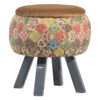 Pouf rond en velours avec pieds en bois inspiré de l'art persan marron Negar