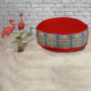 Pouf boho rond en velours inspiré de l'art persan rouge Alma
