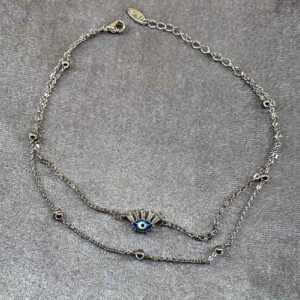 Bracelet Cheville en Acier Cheshm Nazar Modèle Mahta (Version Empilée)