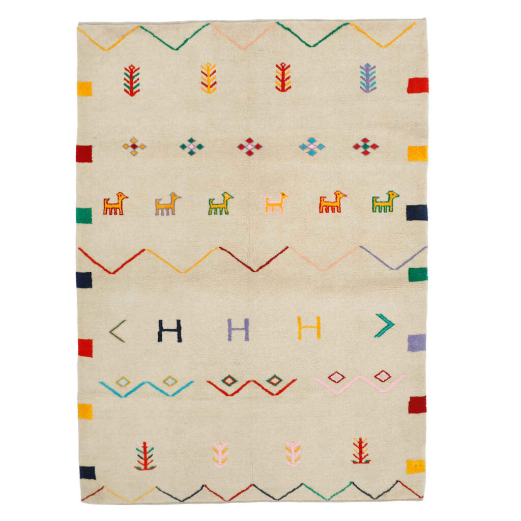 Tapis Gabbeh en laine persane tissé à la main à Shiraz Golabetoon