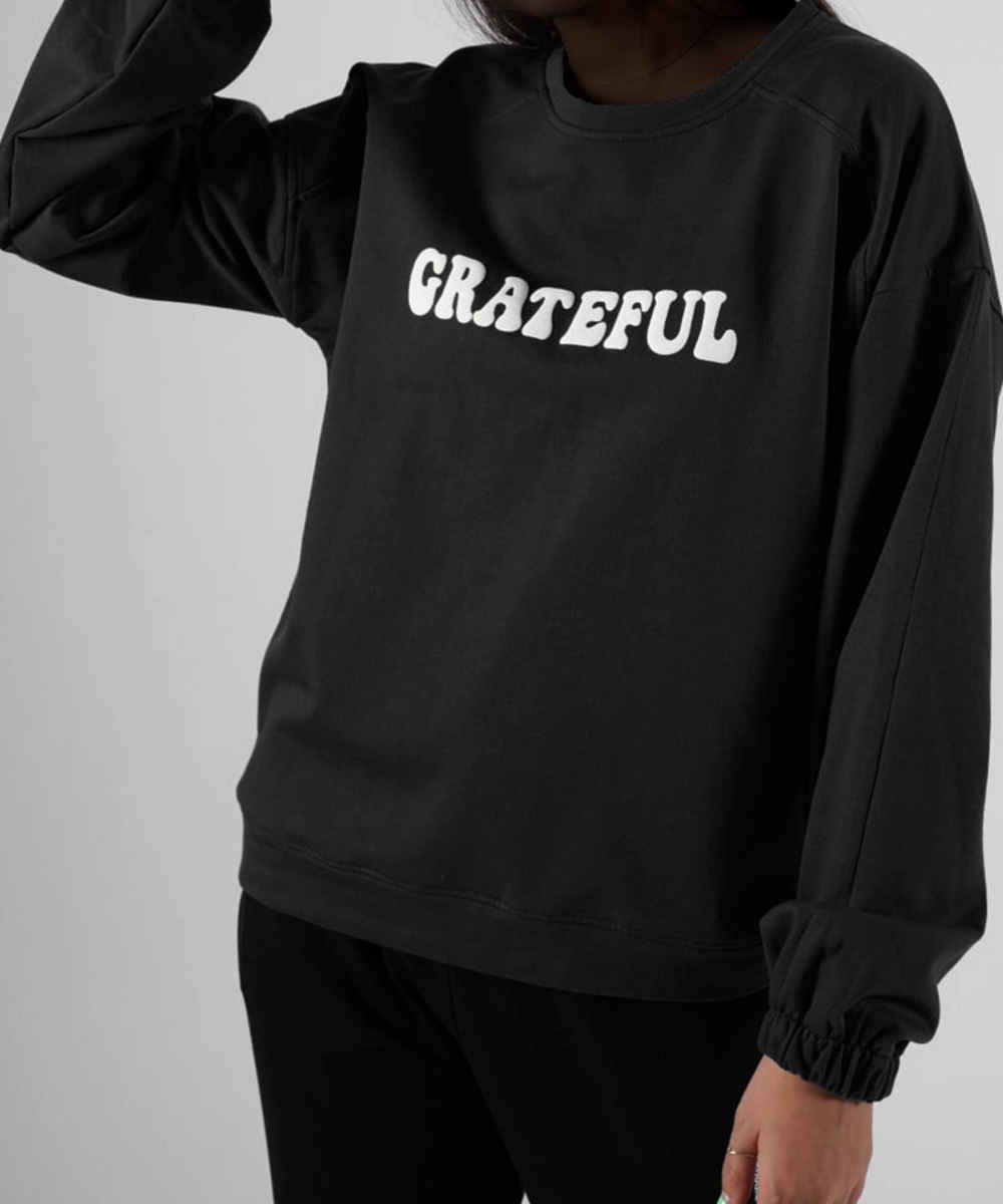 Sweat-shirt décontracté pour femme Col rond Modèle Grateful