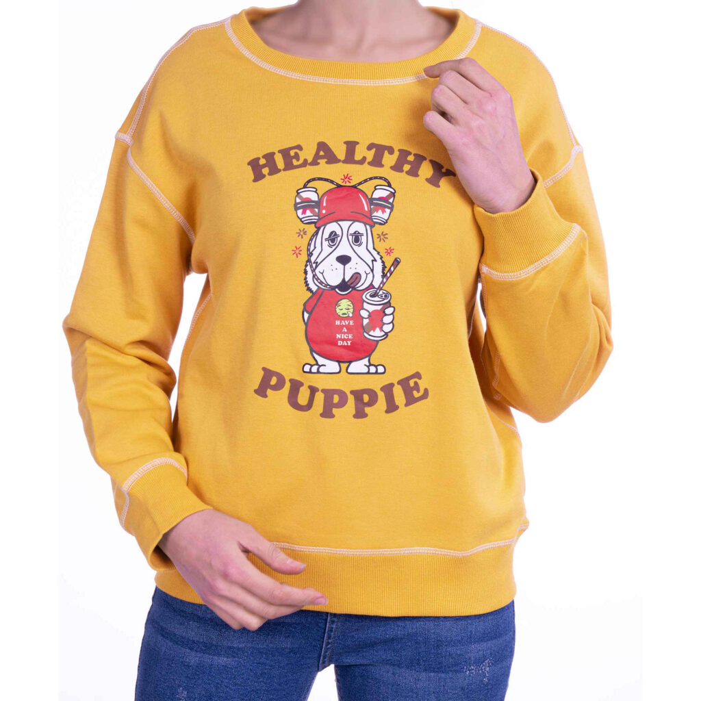 Sweat-shirt décontracté pour femme Col rond Modèle Healty